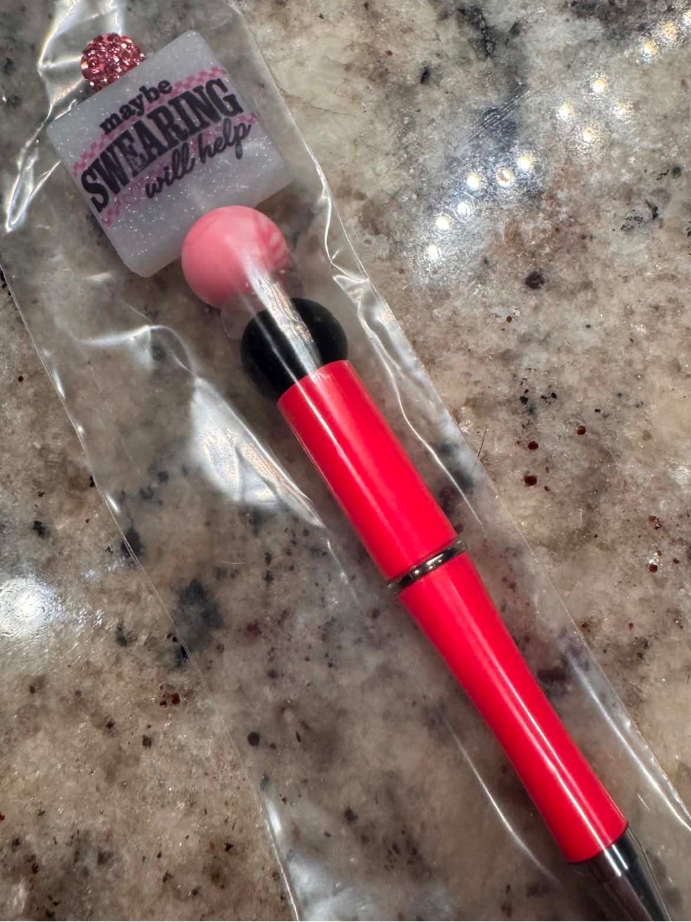Maybe swearing will help Hand Crafted Home Office Pink and Black Decorative Pen